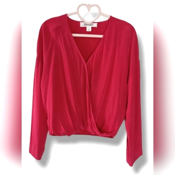 Diane Von Furstenberg Surplice Silk Top in Fuschia - Picture 2 of 5